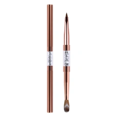Top Quality Nail Products Rose Gold Pincel 100 Kolinsky 3D Brush #4 #10 Custom Logo Kolinsky Acrylic Nail Double Brush