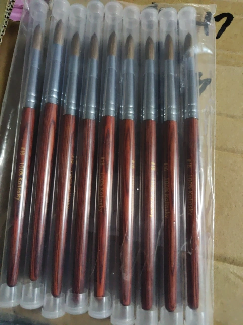 Zekun Nail Supplier Red Wooden Handle Flat/Oval Shape Custom 100% Pure Kolinsky Brush for Acrylic Nails