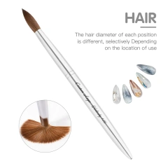 FUUMUUI New Arrival Kolinsky Nail Brushes Wholesale Silver Metal Handle Private Label Acrylic Brush for Nails Kolinsky Hair