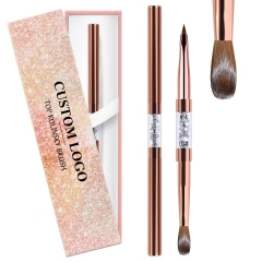 Top Quality Nail Products Rose Gold Pincel 100 Kolinsky 3D Brush #4 #10 Custom Logo Kolinsky Acrylic Nail Double Brush
