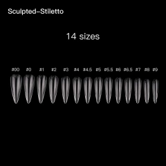 364Pcs Full Cover Clear Long Sculpted Stiletto Gel Nail Tips 14 Sizes