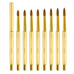 Professional Salon Acrylic Nails Black Gold Metal Handle 100% Kolinsky #8-#22  Acrylic Nail Brush With Rhinestone