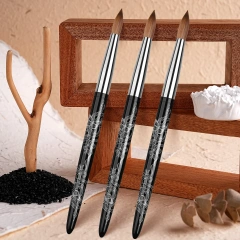 2025 Professional Art Acrylic Nail Brush Custom Snake Black Metal Handle Acrylic Nail Brush 100 % Kolinsky