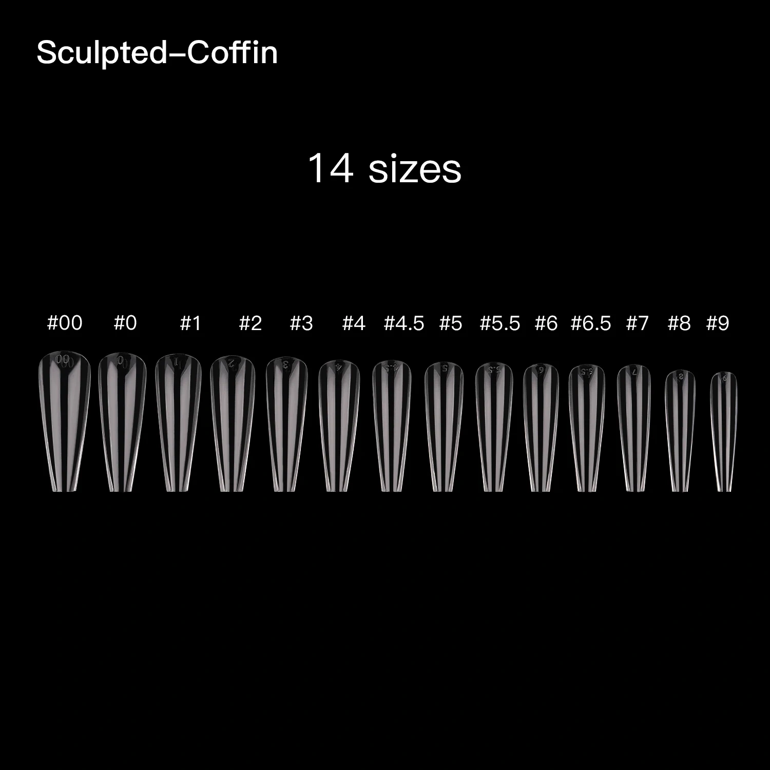 364Pcs Extra Long Sculpted Coffin Gel XL Nail Tips Wholesale 14 Sizes