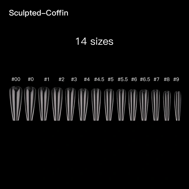 364Pcs Extra Long Sculpted Coffin Gel XL Nail Tips Wholesale 14 Sizes
