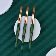 Best USA Size 12/14/16/18/20 Nail Brush Kolinsky Round /Oval Acrylic Nail Brush with Green Wooden Handle for Custom Logo