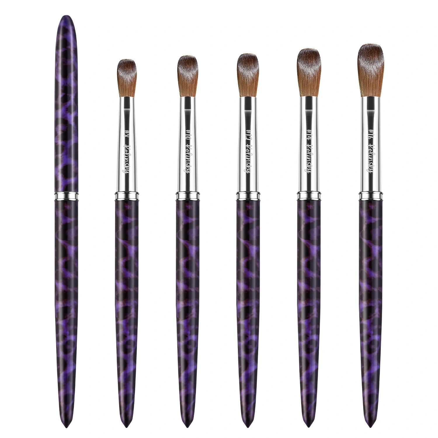Hot Seller Acrylic Powder Drawing Nail Brush with Leopard Metal Handle 100% Kolinsky Nail Brush for Nail Salon