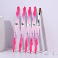 New Color Acrylic Nail Brush Custom Luxury Pink Gradient Metal Kolinsky Acrylic Nail Brush
