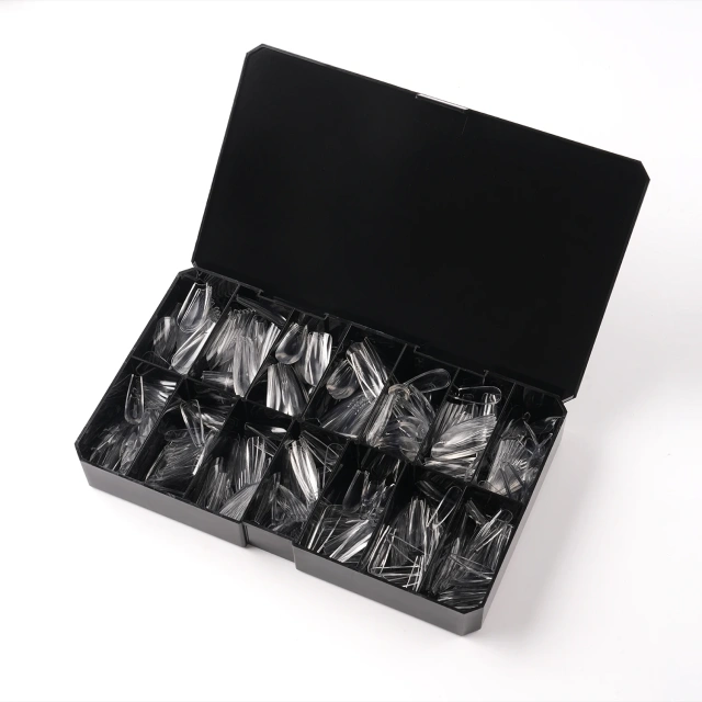 364Pcs False Nails Wholesale French Tip Clear Long Sculpted Coffin Nail Tips 14 Sizes