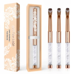 Personalized 100 % Kolinsky Nail Art Brushes Rose Gold Rhinestone Handle Custom Kolinsky Acrylic Nail Brush