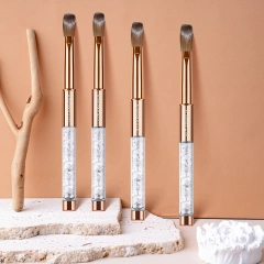 Personalized 100 % Kolinsky Nail Art Brushes Rose Gold Rhinestone Handle Custom Kolinsky Acrylic Nail Brush