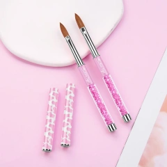 Popular Pure Sable Hair Custom Pink Cow Screen Printing Handmade Acrylic Nail Brush 100% Kolinsky