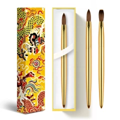 Factory Manufacture Different Size Manicure Powder Gold Metal  Professional Kolinsky Sable Acrylic Nail Brush Nails Acrylic #18