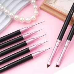 New 2025 Fine Nail Design Brush 7/9/12/15/20mm Metal Handle 7pcs Nail Art Brushes Liner Set for Nail Design