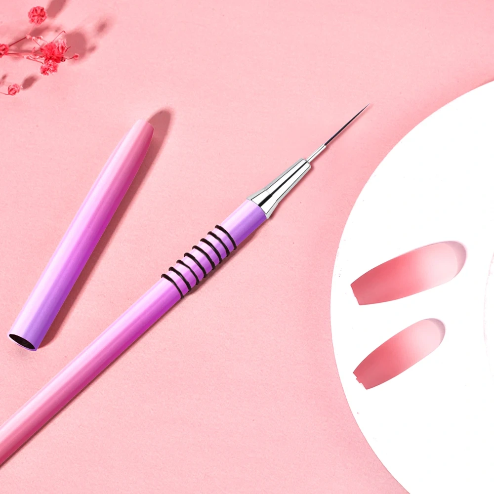 Luxury Pink Purple Gradient Nail Art Brush Set High Quality Nylon Gel Nail Brush Nail Art Liner Brush