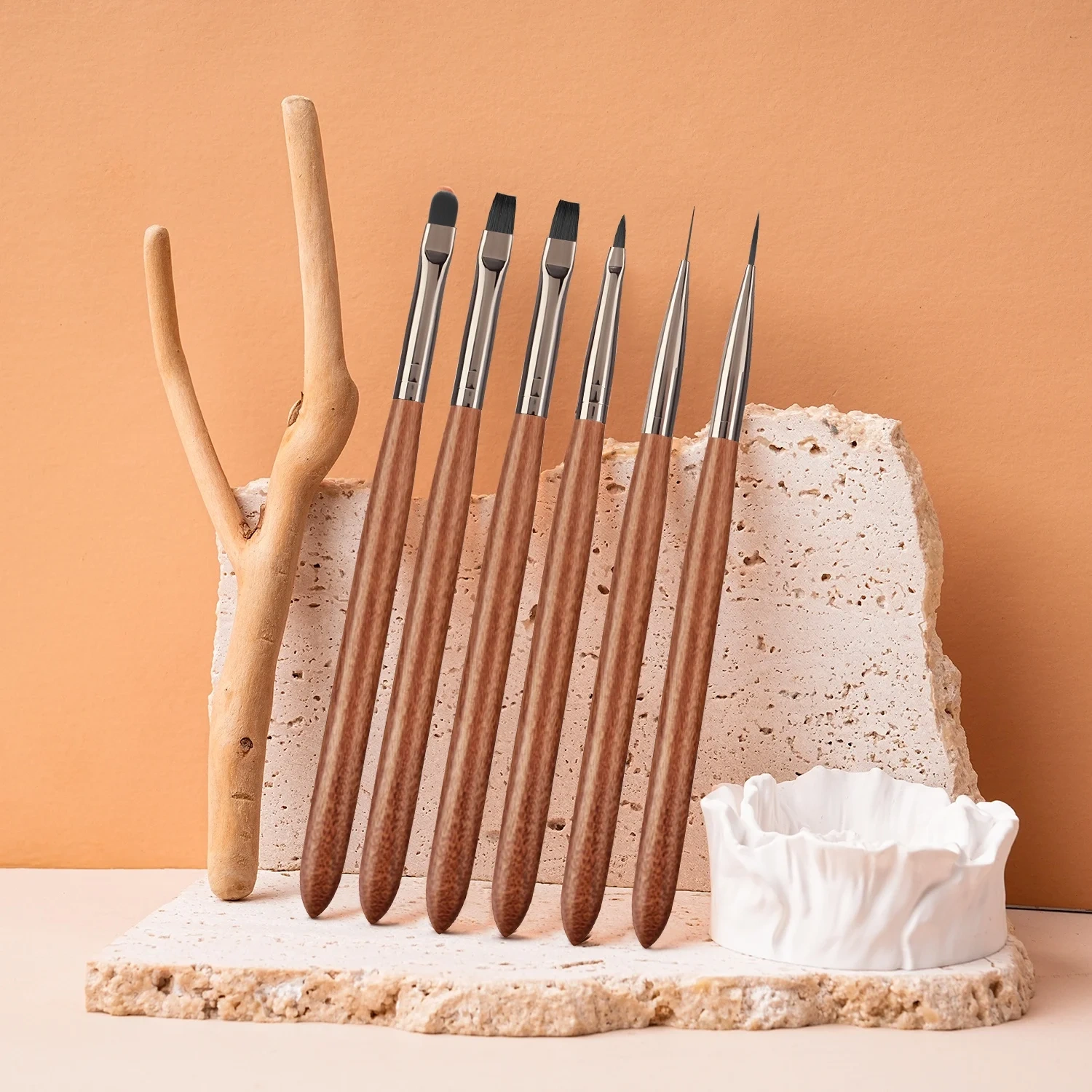 9pcs Set Nylon Hair Gel Nail Brush Set Wood Handle Stroke Liner 7 9 11m Ombre Nail Art Brush