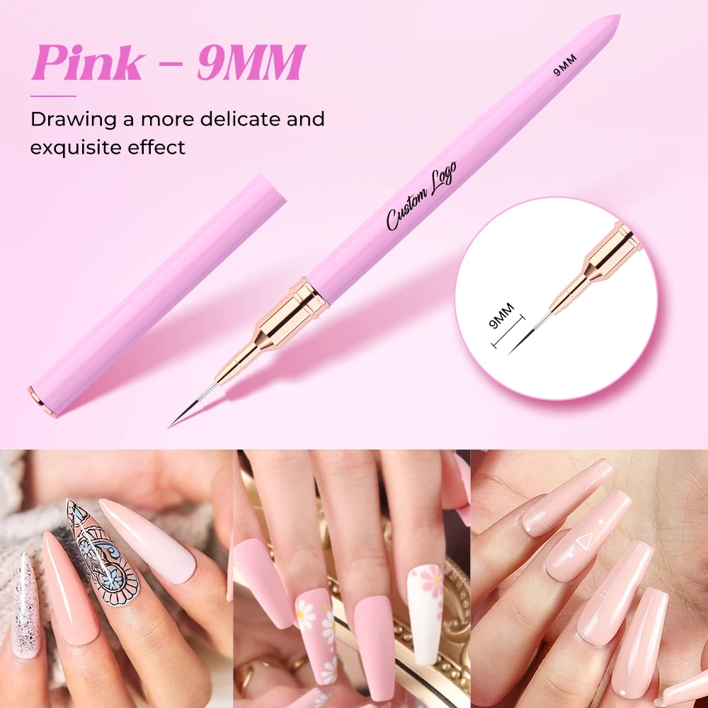 5 Color in 1 Set Nail Liner Pen Custom Logo Nail Art Brushes Super Thin Liner 7mm 9mm 15mm 20mm 25mm Liner Nail Art Brush Set
