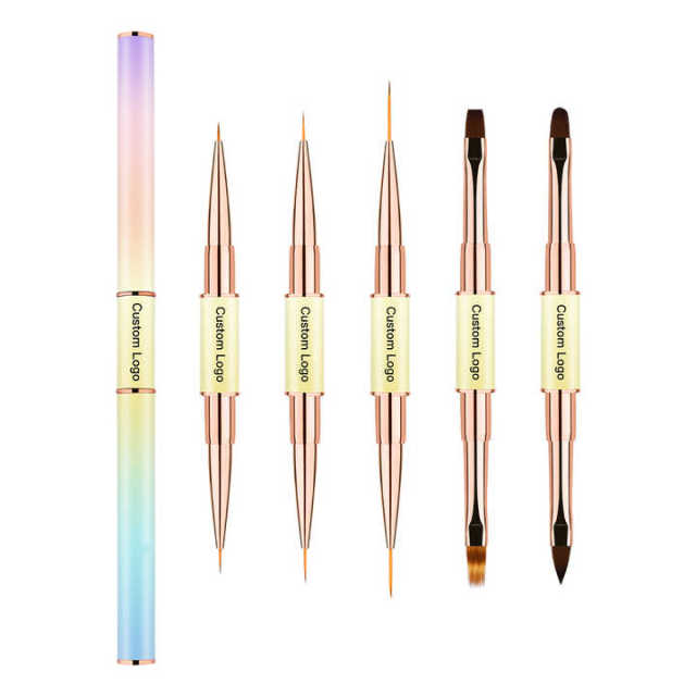 High Quality Private Label 5 Different Size Liner Brush Nail Art Brush Set 3D Nail Art Gel Brush