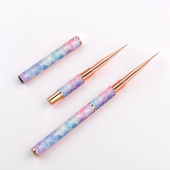 5-9-11-15-20mm Stripe Liner Brush Purple Gradient Metal Nylon Hair Paint Pen Detail Art Nail Liner Brush for Nails
