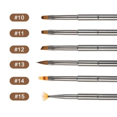 Customized Synthetic Hair Poly Gel Nail Set Travel Metal Sliver Handle  Painting UV Gel Liner Nail Brush Set