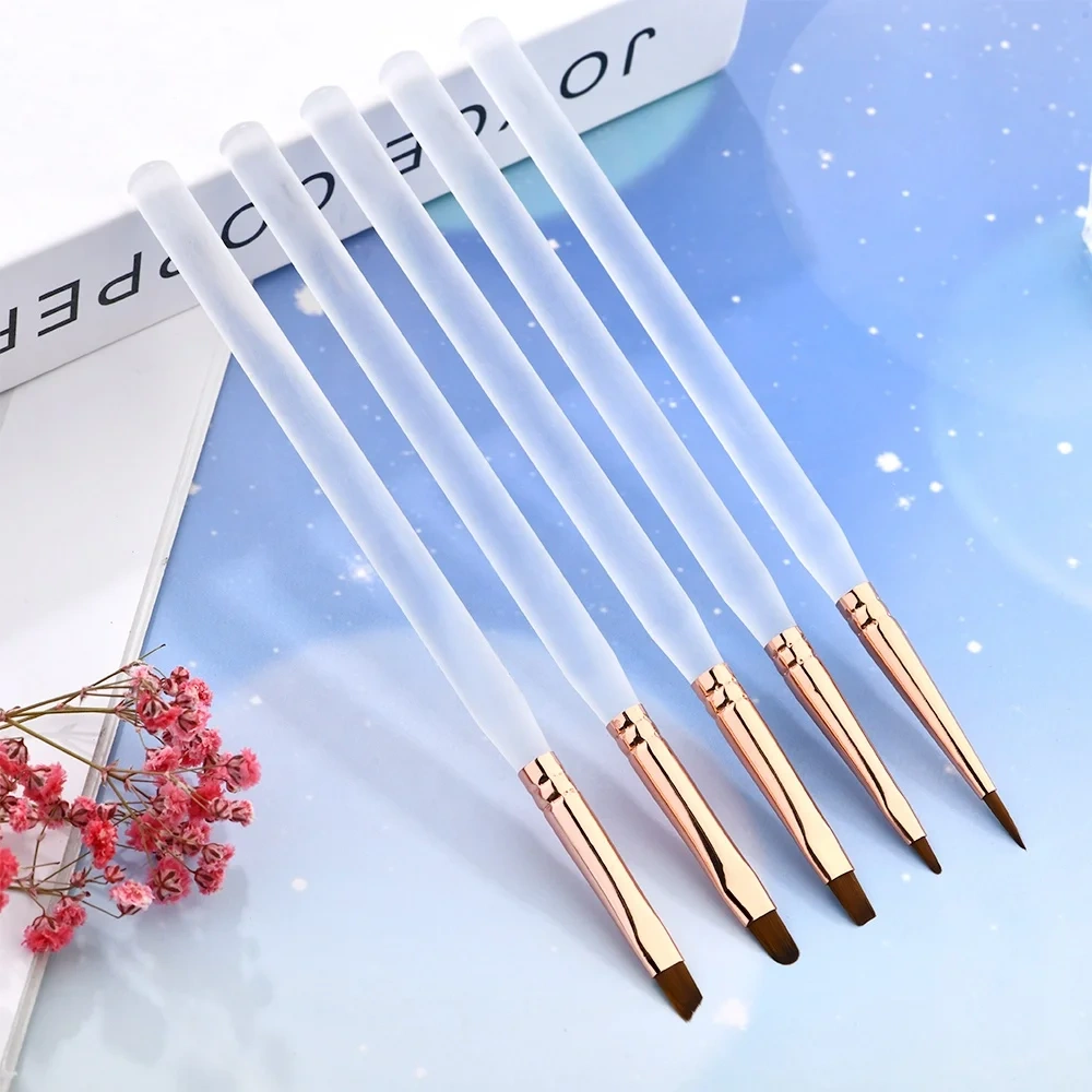 Youtube Hot New Nylon Hair Acrylic Nail Paint Art Brush 5pcs Set for Art 3D Design Gel Details Nail Brush Custom Hair Shape