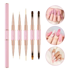 High Quality Private Label 5 Different Size Liner Brush Nail Art Brush Set 3D Nail Art Gel Brush