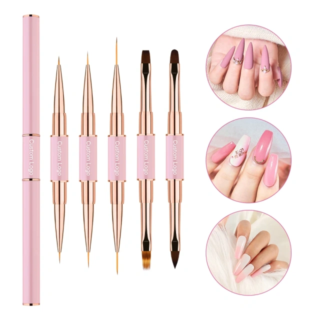 High Quality Private Label 5 Different Size Liner Brush Nail Art Brush Set 3D Nail Art Gel Brush