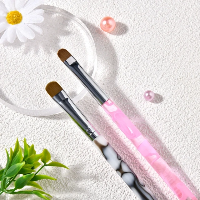 New Custom 2 In1 Double End Clean up Pure Kolinsky Sable French Manicure Nail Brush Nail Art With Dotting Tool #8 10 12 14 16