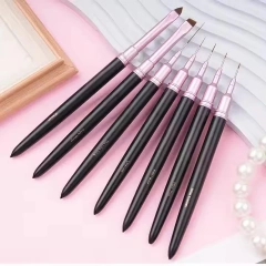 New 2025 Fine Nail Design Brush 7/9/12/15/20mm Metal Handle 7pcs Nail Art Brushes Liner Set for Nail Design