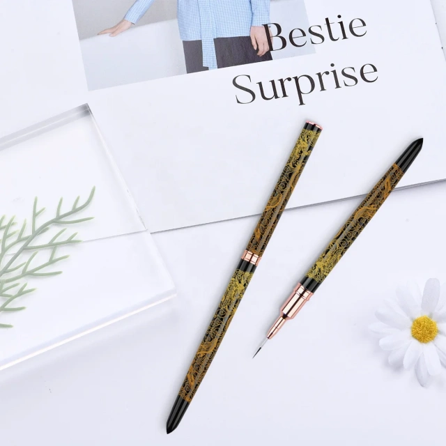 Dragon Professional Nail Art Liner Brush Long Drawing Pen with Thin Metal Kolinsky Acrylic/Nylon for Nail Painting