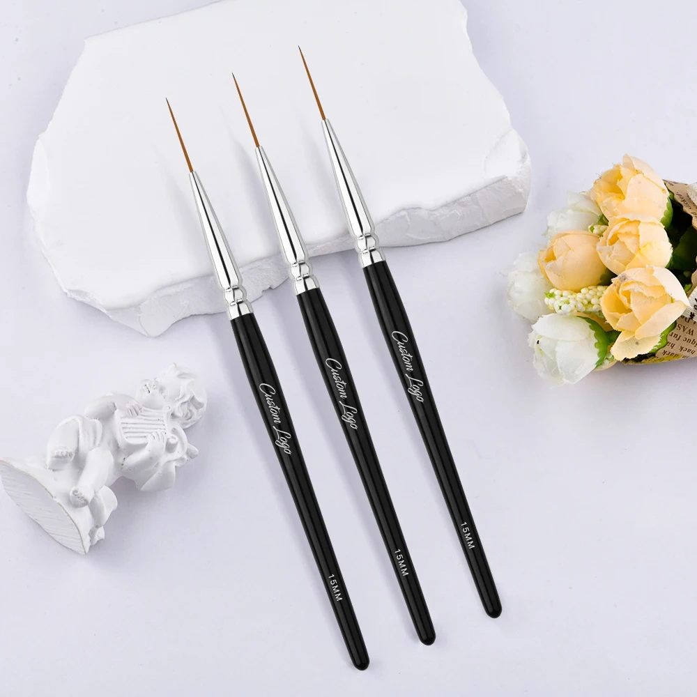 Custom Size Nail Art Liner Brush UV Gel Painting Acrylic Nail Brushes Striping Liner Brushes for Short Strokes Details Elongated