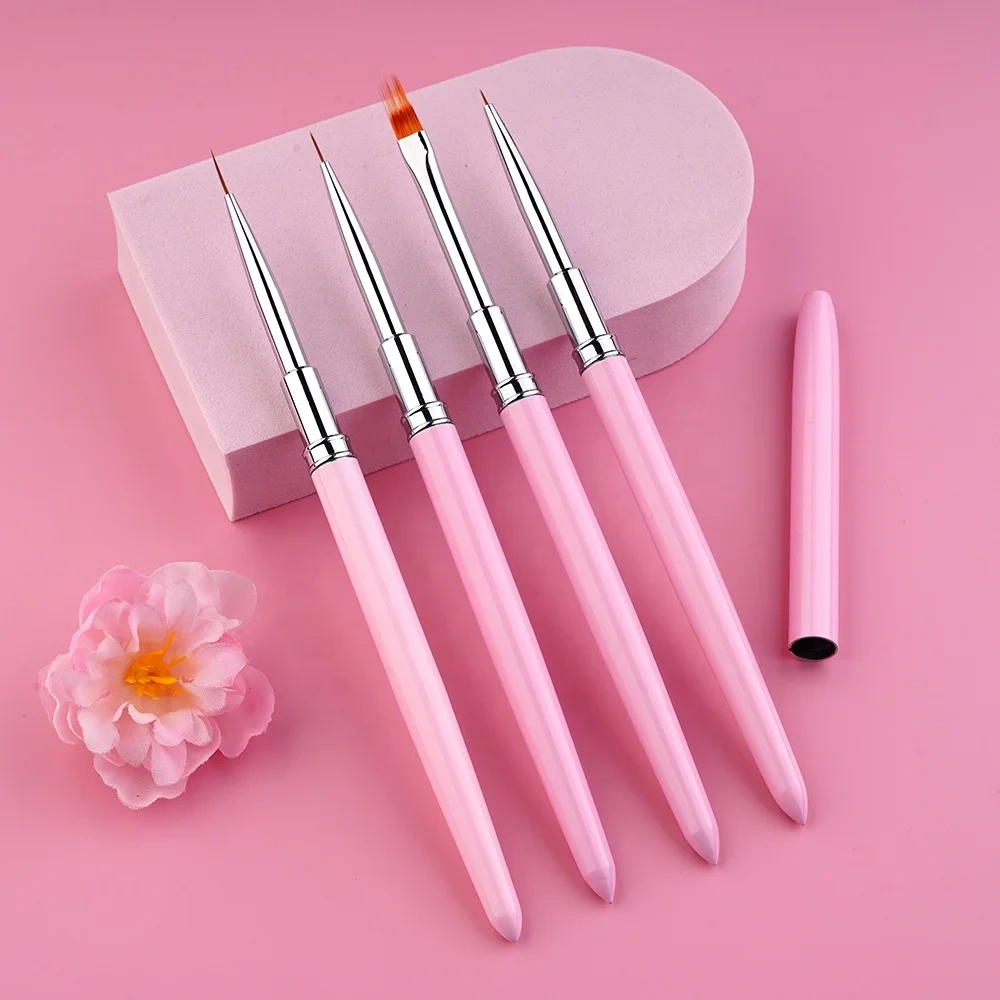 Best Pure Beauty Personalized 100% Kolinsky Sable Pink Nail Acrylic Brush with Manicure Tool UV Gel Nail Art Drawing Pen Kit