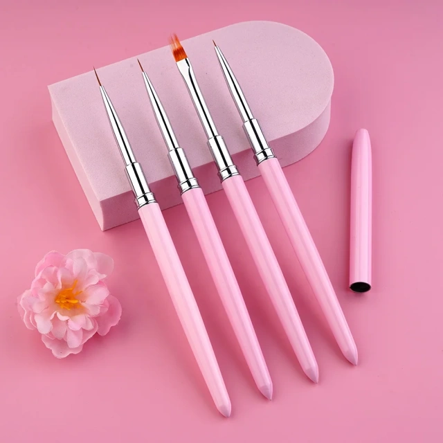 Best Pure Beauty Personalized 100% Kolinsky Sable Pink Nail Acrylic Brush with Manicure Tool UV Gel Nail Art Drawing Pen Kit