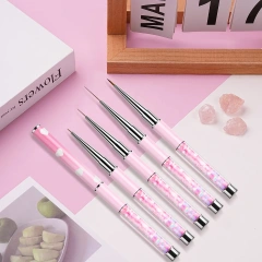 Customized LOGO Kolinsky and Nylon Gold Metal Handle Nail Brush Set Painting UV Gel Nail at Liner Brush