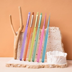 Popular Rainbow Custom Nail Art Gel Liner Stroke French Brush 6pcs Set Nylon Matte Handle Professional Nail Art Brush