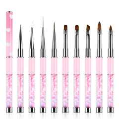 Customized LOGO Kolinsky and Nylon Gold Metal Handle Nail Brush Set Painting UV Gel Nail at Liner Brush