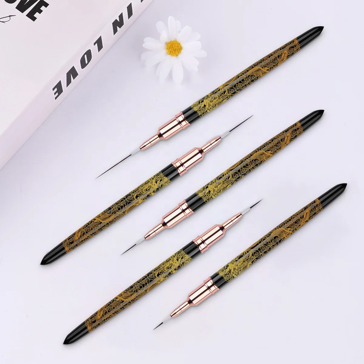 Dragon Professional Nail Art Liner Brush Long Drawing Pen with Thin Metal Kolinsky Acrylic/Nylon for Nail Painting