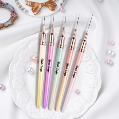 Nail Brush Manufacturer Private Label 7/9/11/15/20mm Striping Brushes 5pcs/set Nail Art Pink Ultra Thin Liner Nail Brushes