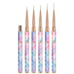 5-9-11-15-20mm Stripe Liner Brush Purple Gradient Metal Nylon Hair Paint Pen Detail Art Nail Liner Brush for Nails