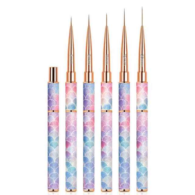 5-9-11-15-20mm Stripe Liner Brush Purple Gradient Metal Nylon Hair Paint Pen Detail Art Nail Liner Brush for Nails
