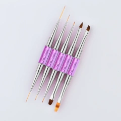 New Design Custom 5 PCS Gel Polish Brush for Nails Gradient Handle 3D Liner Oval Flat Nail Art Brush Set