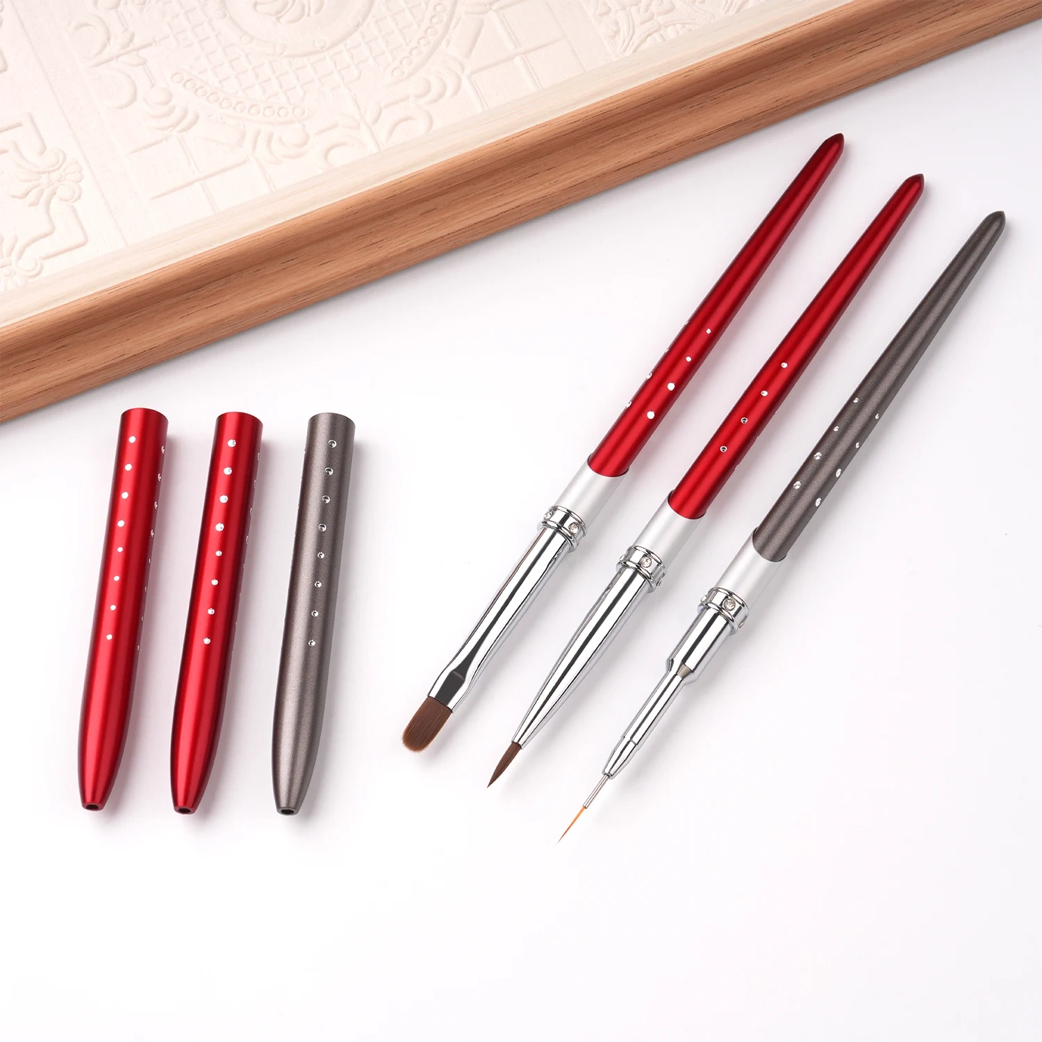 Hot Selling 3 PCS Nail Art Brushes Kit Painting Tools With Extension Gel Brush Liner Brush Nail Painting Set