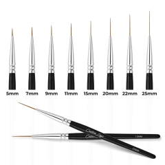 Custom Size Nail Art Liner Brush UV Gel Painting Acrylic Nail Brushes Striping Liner Brushes for Short Strokes Details Elongated