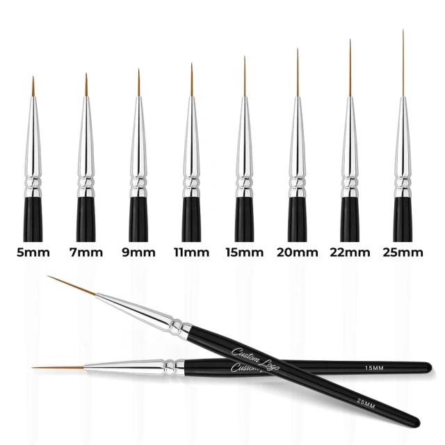 Custom Size Nail Art Liner Brush UV Gel Painting Acrylic Nail Brushes Striping Liner Brushes for Short Strokes Details Elongated