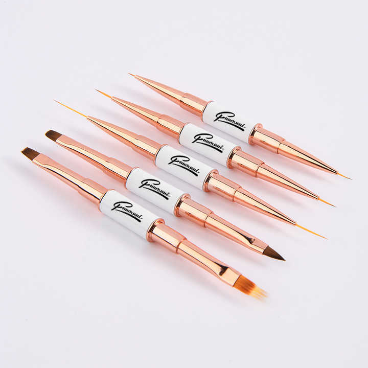 New Style Double Head Nylon Nail Brush Set Custom Logo Art Brush