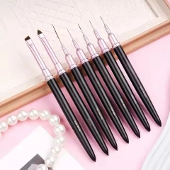 New 2025 Fine Nail Design Brush 7/9/12/15/20mm Metal Handle 7pcs Nail Art Brushes Liner Set for Nail Design