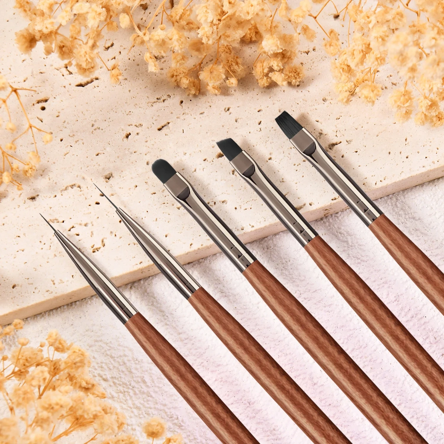 9pcs Set Nylon Hair Gel Nail Brush Set Wood Handle Stroke Liner 7 9 11m Ombre Nail Art Brush