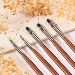 9pcs Set Nylon Hair Gel Nail Brush Set Wood Handle Stroke Liner 7 9 11m Ombre Nail Art Brush
