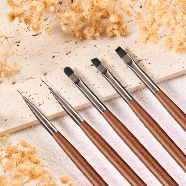 9pcs Set Nylon Hair Gel Nail Brush Set Wood Handle Stroke Liner 7 9 11m Ombre Nail Art Brush