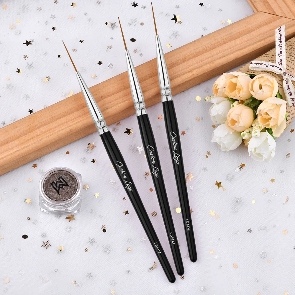 Custom Size Nail Art Liner Brush UV Gel Painting Acrylic Nail Brushes Striping Liner Brushes for Short Strokes Details Elongated